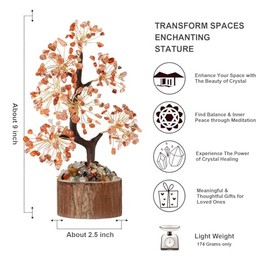 XIANNVXI XIANNVXI Kristalle Karneol Baum Edelsteine Roter Achat Kristallbaum Deko Stein Gro? Lebensbaum Geldbaum Kristall Glcksbringer Baum Holzsockel Esoterik Geschenke viel Glck