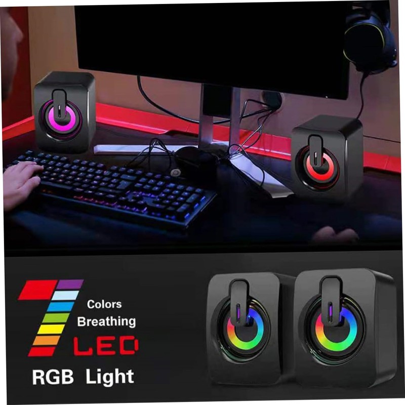 TEHAUX 1Pair Gaming Speakers with Subwoofer USB Wired Desktop Soundbox