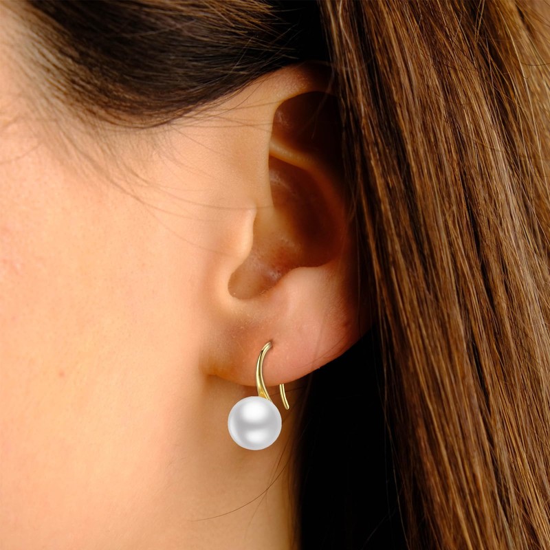 Pearl Earrings for Women, 925 Sterling Silver AAAA Cultured Freshwater