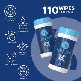 Snugell Unscented CPAP Mask Wipes – 110 Count –100% 110 (Pack of 1)