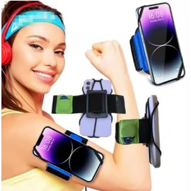 Smartphone Sports Armband, Adjustable Phone Holder for Running, Elastic Band with 360° Rotation, Black, for Gym, Running, Sports