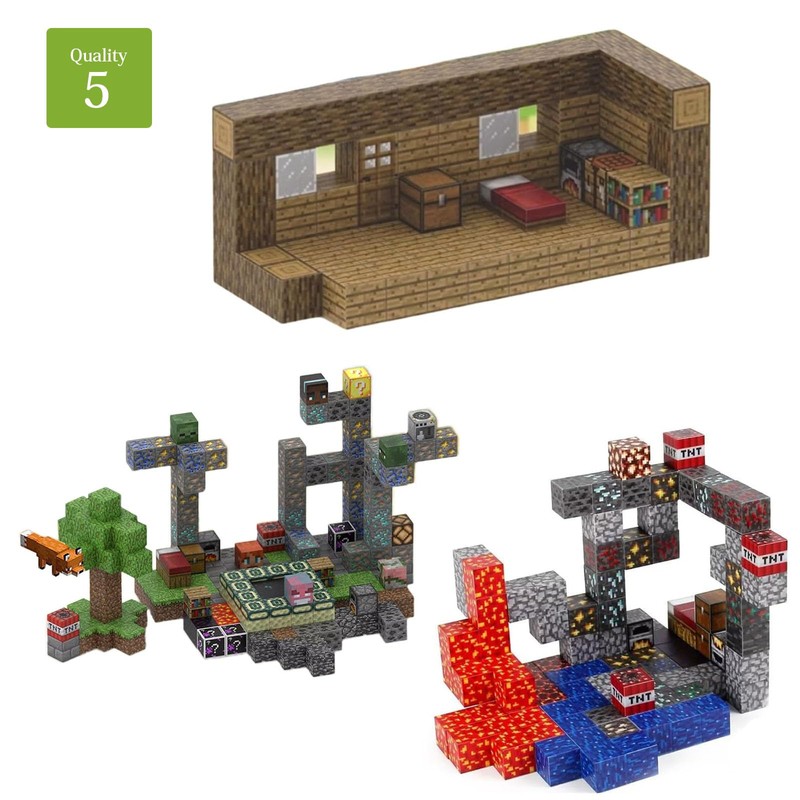 マグネットブロック 木の家 マイクラ風 マイクラ 磁石ブロック 積み木 立体パズル 知育玩具 マグネットパズル DⅠÝ