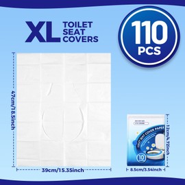 Toilet Seat Covers Disposable (110 pack), XL Flushable Toilet Seat Covers YGDZ Travel Paper Toilet Seat Cover for Kids Potty Training, Adults, Biodegradable Travel Essential Accessories for Airplane