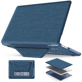 HXCASEAC Case Compatible with MacBook Pro 14 inch Case 2024 2023 2022 2021 with Foldable Stand, Anti-Scratching Protective Cover (M4 M3 M2 M1) A3401 A3112 A2918 A2992 A2779 A2442 Fabric, Navy