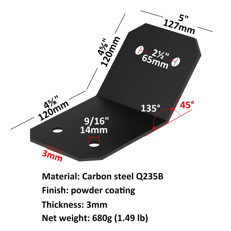 Fanmao 8-Pack 45 Degree Angle Brackets for 6x6 Nominal Posts,