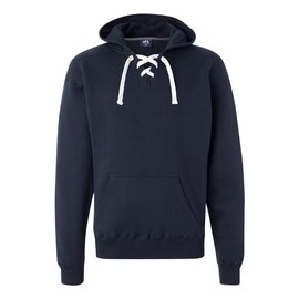 Navy Hockey Hood Sweatshirt: 80% Ringspun Cotton, 20% Polyester Fleece Fabric.,Navy,Large