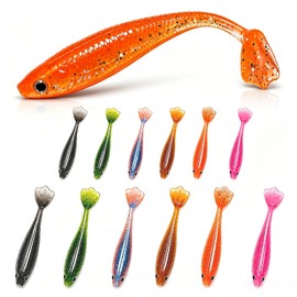 12 Pack Lifelike Paddle Tail Swimbaits for Bass, Trout, Walleye Fishing
