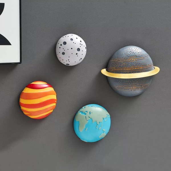 FJS 4Pcs Outer Space Planets Wall Decor Modern Wall Sculptures