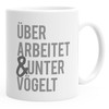 MoonWorks® Kaffee-Tasse mit Spruch überarbeitet & untervögelt Kaffeebecher Bürotasse weiß