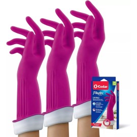 Playtex Living Cleaning Gloves w/ Drip Catch Cuff Medium - 1 Pair - Pack of 3