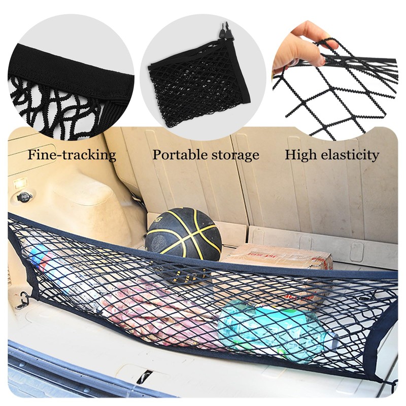 EDLMKM CCar Cargo Net, Adjustable Elastic Car Boot Mesh 60x40cm,