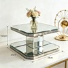 GIMORRTO Mirrored Display Riser with Rhinestone Trim, Two-Tier Square Stand,