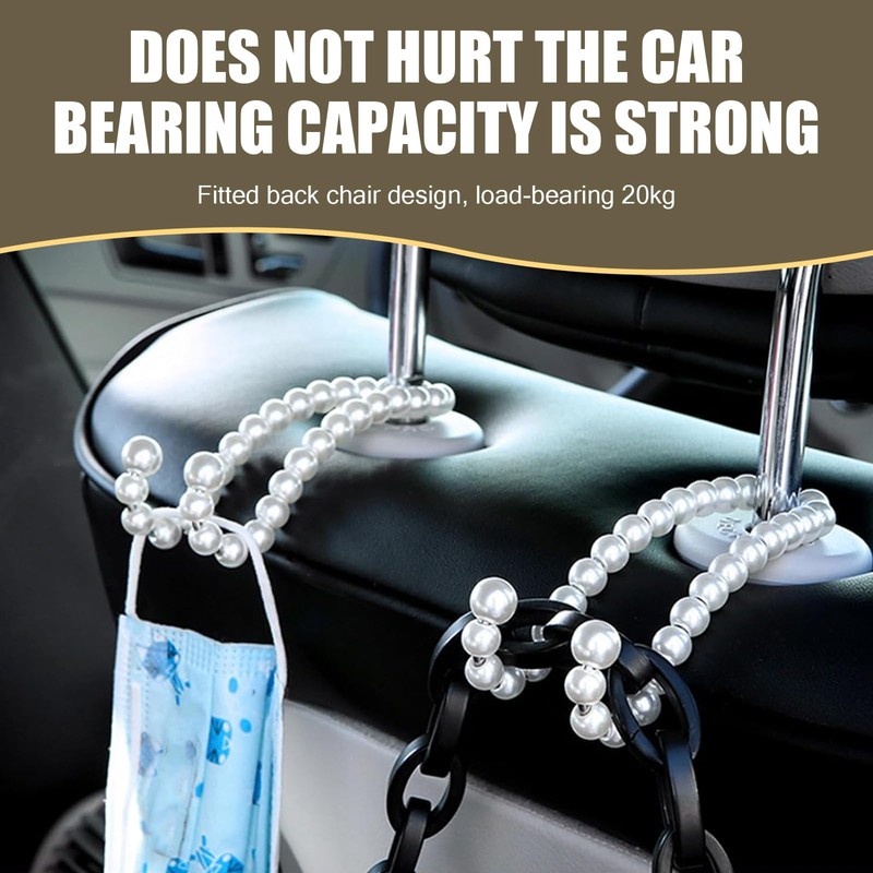 Arwrilt 2 PCS Car Pearl Seat Headrest Hook, Car Hangers