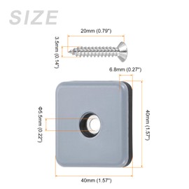 METALLIXITY Screw on Furniture Sliders (40mm/1.57in) 4Pcs, PTFE Square Chair Glides Slider with Screws - for Chairs Sofa Furniture, Black+Blue