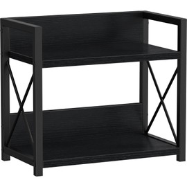 Giikin Kitchen Counter Shelf, 2 Tier Kitchen Spice Rack Organizer for Countertop, Wood Coffee Bar Organizer for Home (Black, S)