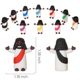 ARCHCRTC 50 Pcs Little Black Jesus Figurine Tiny Jesus Figures Mini Religious Christ Savior Doll for Hide and Seek Sunday Easter Egg Stuffers Baptism Gift (50, Multicolor)