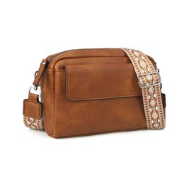 juctshee Small Crossbody Bags for Women,Faux Leather Shoulder Handbag,Minimalist Daily Satchel,Travel Shoulder Bag,Caramel