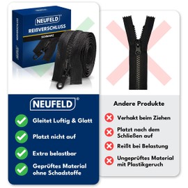 NEUFELD® Zip in black 70 cm [includes free pins and tape measure] - zip for jackets, bags, bed linen