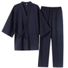 SISOFTLY Men's 3/4 Sleeve Jinbei, Plain, Spring and Summer, Double