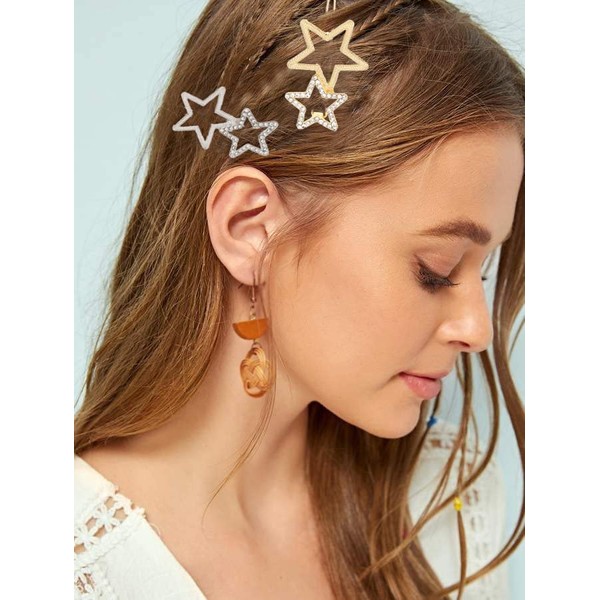 Yean Fermagli per capelli a forma di stella in cristallo, decorazione per donne e ragazze, 2 pezzi (A)