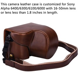 XEVN sony a6300 case,sony a6000 case,Premium PU Full Body Leather Camera Case Bag for sony alpha a6300 a6000 Fit 16-50mm Lens,Delivery camera strap and wrist strap