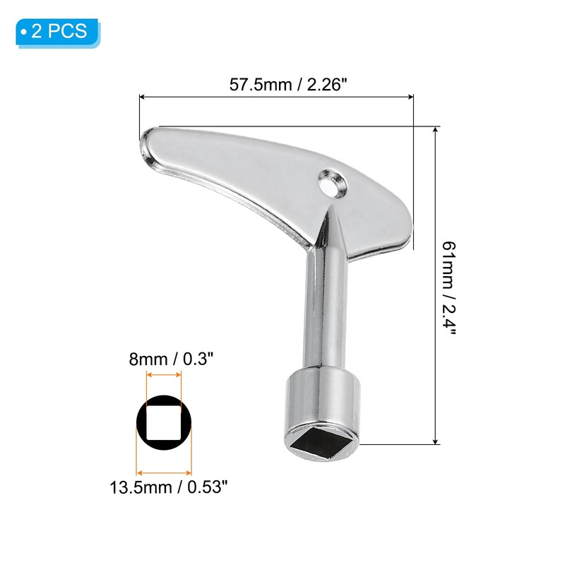 PATIKIL 2pcs Square Spanner Key, Square Utility Service Keys Socket