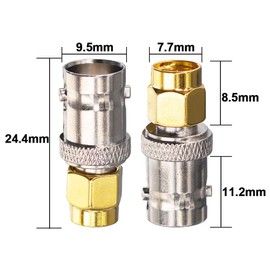 Boobrie BNC SMA Coaxial Connector 2 Pieces SMA Male to BNC Female Coaxial Plug Low Loss Coaxial Adapter for RF Antennas, WiFi Devices, WLAN, Ham or Handheld Radios, Scanners, SDR