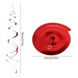 Pack of 18 Swirl Hanging Party Decorations, Rose Gold Swirl Ceiling Decoration, Reusable Spirals, Birthday Streamers, Foil Swirl Garland for Wedding, Christmas, Party Favours (Red)