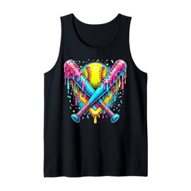 Softball Player Ice Cream Funny Drip Tank Top