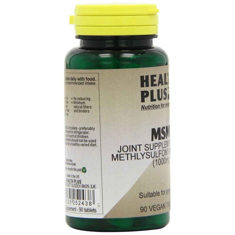 Health Plus MSM 1000mg Joint Health Supplement - 90 Tablets