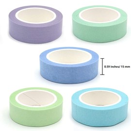 ERCENTURY Washi Masking Tape Set, Assorted 5 Rolls, Decorative Writable Tape, for Fun DIY Art Supplies, Scrapbooking Crafts Wrapping (Blue-Toned)