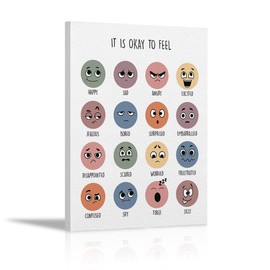 KEUSPI It is Okay to Feel Mental Health Boho Classroom Wall Decor Canvas Wall Art Painting Paints Picture for Classroom Counseling Office Calm Down Corner,11x14 Inch,Mental Health Awareness Gifts