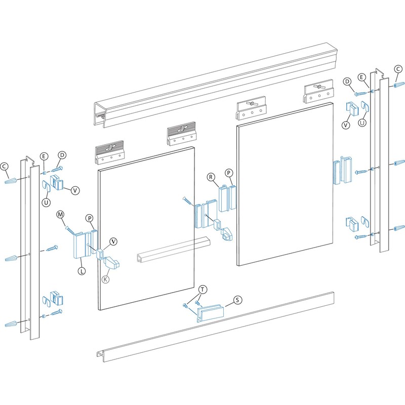Basco ECPPCLC51BN semi-frameless sliding door parts, Brushed Nickel