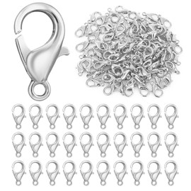 QZKJQDD 100 PCS Lobster Clasp, Silver Lobster Claw Clasps Lobster Clasp, Necklace Clasp, for Jewelry Making, DIY Necklace, Bracelet, Earring Accessories 14mm