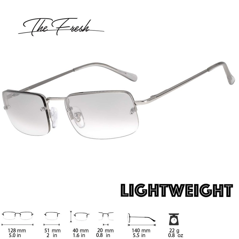 The Fresh Minimalist Small Rectangular Sunglasses Clear Eyewear Spring Hinge