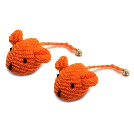 Kats'N Us Crochet Mouse Cat Toy - 2 Pk Orange