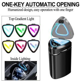 Rechargeable Car Ashtray with Lid, Removable Car Portable Ash tray with LED Light, USB Line