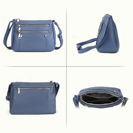 befen Genuine Leather Cross Body Bag for Women Blue Cell Phone Bag for Ladies Small Pocketbook Shoulder Bag for Girls with Detachable Strap