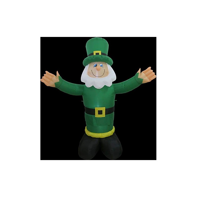 6ft Air Blown Inflatable St. Patrick's Day Leprechaun With WHITE
