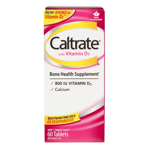 Caltrate with Vitamin D3 (60 Count) 600 mg Calcium, Vitamin D3, Bone Health Supplement