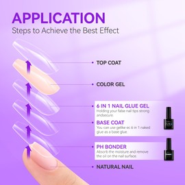 gelike ec Gelike EC 6 in 1 Nail Gel Glue Base and Prep PH Bonder Dehydrator Gel Nail Kit 2PCS for Nail Polish, Base Glue Acid-Free Primer,Super Shiny Stain Resistant for False Tips