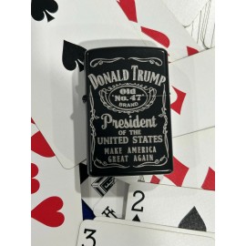 Star TRUMP Old 47 laser engraved lighter BLACK Stainless Steel