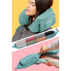 TRAVELLERO Fillable Neck Pillow, Travel Pillow Bag, Neck Pillow Aeroplane, Neck Roll, Travel Essentials, Travel Pillow, Travel Pillow, Medium Aqua