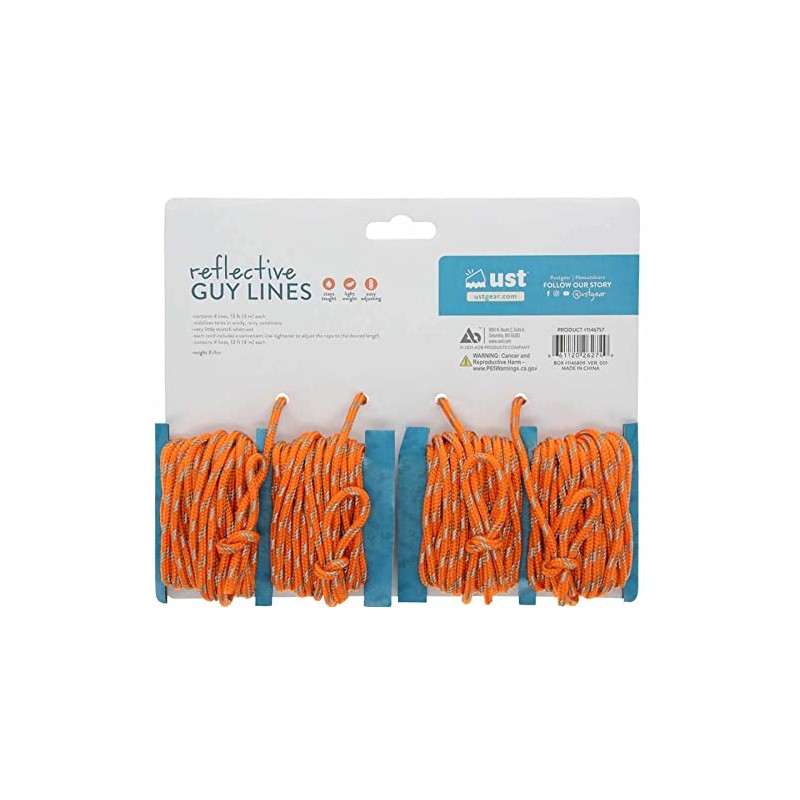 ust Reflective Guy Line (4 Pack), Orange