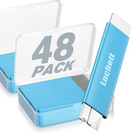 Lnchett Box Cutter, 48-Pack Retractable Cardboard Mini Box Cutter for Packages, Boxes and Paper, All Metal Tough Sheath, Functional Basic Cutter with Case, Lock Ball Design