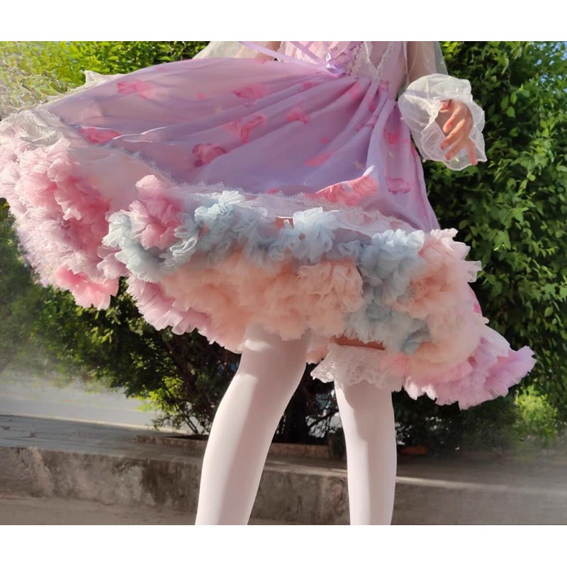 Acoolser Pannier Skirt, Tutu Skirt, Tulle, Petticoat, A-Line, Pannier, Volume,