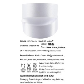 GCS 25 Meters Of Satin Wedding Party Ribbon 15mm In Multiple Colours Pack Rolls (White)