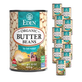 Eden Organic Butter Beans, (Baby Lima Beans), No Salt Added, USA Grown, Non GMO, 15 oz (12-Pack)