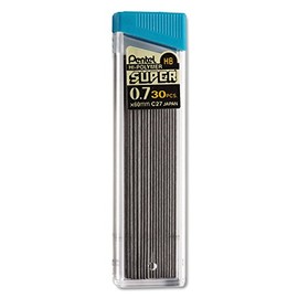 Pentel C27HB Super Hi-Polymer Lead Refills, 0.7mm, HB, Black, 30 Pieces/Tube