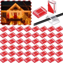 Hicarer 100 Pcs Adhesive Cable Clips Hooks for Outdoor String Lights Clips Wire Clips Cable Management Wire Cord Holder for Hanging Christmas Light Wall Desk Car Home Office(Large,Red)